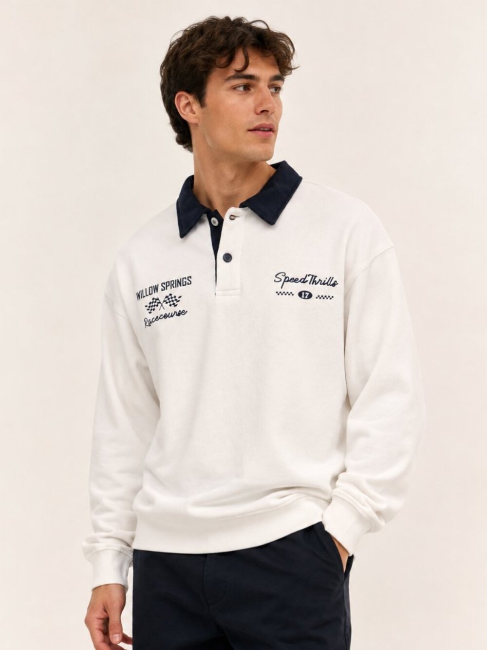 Reserved Supply Men’s L Rugby Polo Sweatshirt Willow Springs Racing NWT